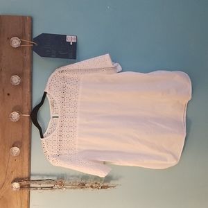 NWOT L.L.Bean Women's White eyelet Blouse SZ XL